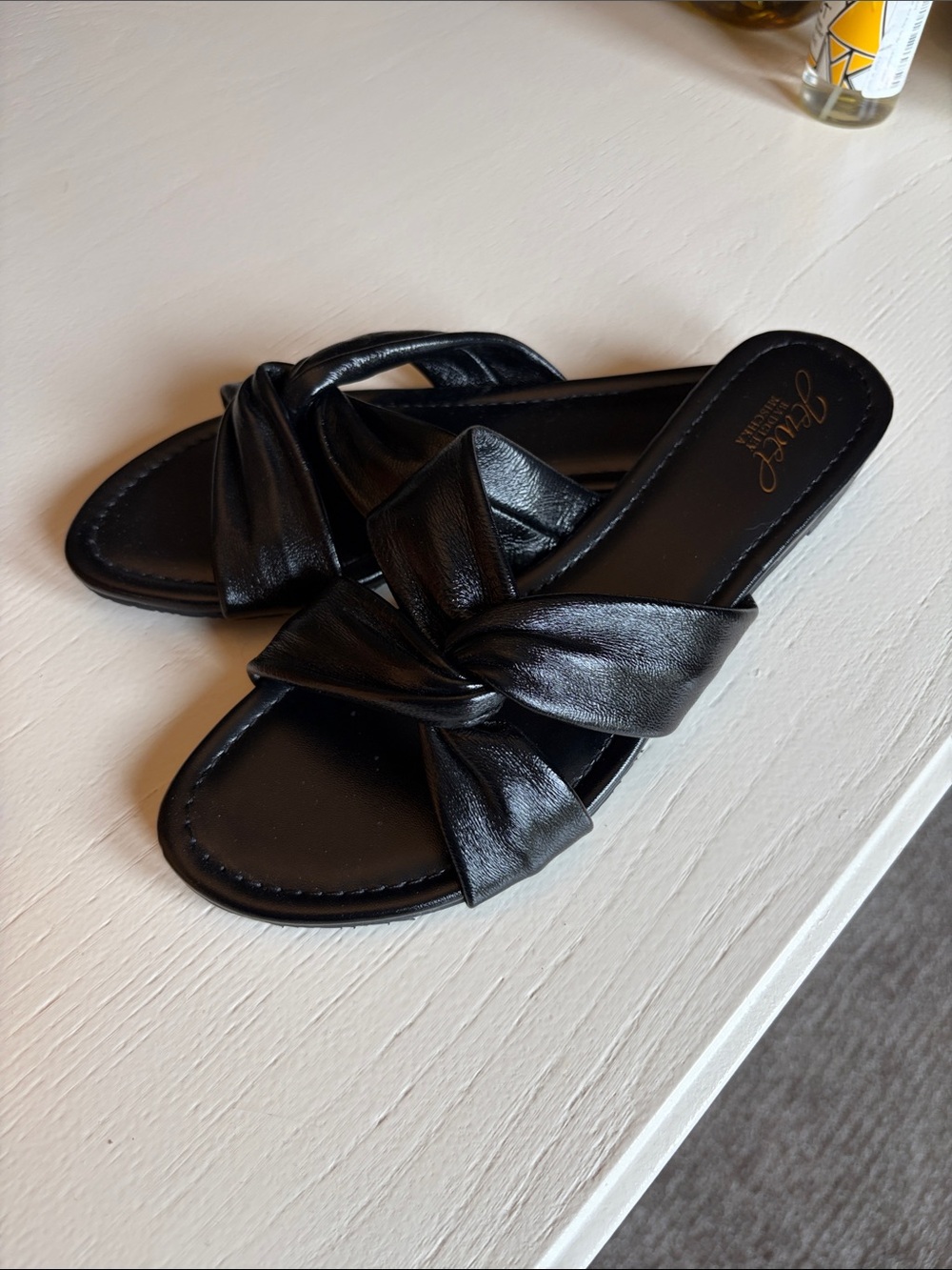 Badgley Mischka Black Knotted Slide Sandals